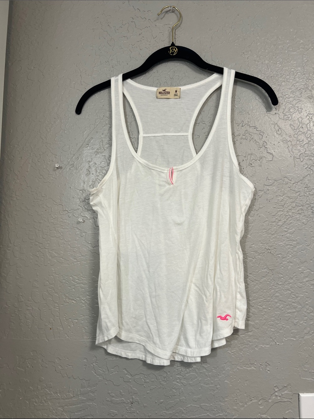 Y2K VINTAGE HOLLISTER WHITE & PINK SLEEVELESS TANK TOP RACERBACK MEDIUM